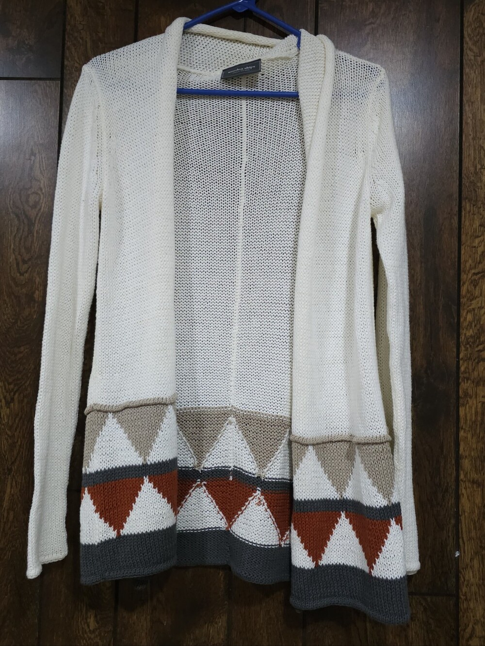 Wooden Ships Womens Small Knit Cardigan Open Front Geo Pattern Fall